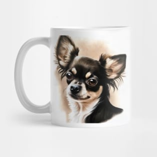 Black and White Chihuahua Watercolor Style Portrait Mug